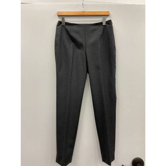 NEW KATIA SERAFINI charcoal flat front side zip wool pant in charcoal